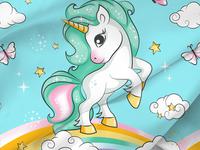 Постельное белье детское Волшебная Ночь - Junior Rainbow unicorn, Поплин, 1.5-спальное с наволочками 50/70