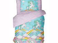 Постельное белье детское Волшебная Ночь - Junior Rainbow unicorn, Поплин, 1.5-спальное с наволочками 50/70
