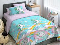 Постельное белье детское Волшебная Ночь - Junior Rainbow unicorn, Поплин, 1.5-спальное с наволочками 50/70