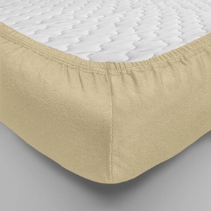 Простынь на резинке "Люксония" цвет Бежевый Трикотаж (120*200см.)