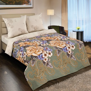 Постельное белье "АртПостель" Золотая вышивка Поплин с простынью на резинке (2-спальный)