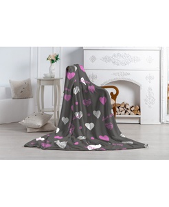 Плед флисовый "Протекс" Павлинка SWEET SLEEP LOVE STORY Серый (150*200см.)