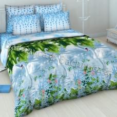 Постельное белье "Василиса" Белые лебеди Бязь (1,5-спальный)