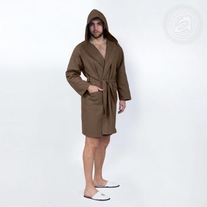 Халат мужской "АртПостель" Банный с капюшоном цвет Коричневый (5XL)