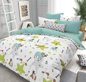 Постельное белье детское Valtery Мопсы, Поплин, 1.5-спальный