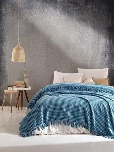 Плед хлопковый Вальтери арт.20 цвет Голубой, 200*220