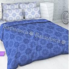 Постельное белье "Василиса" Индиго Бязь (Дуэт (Семейный))