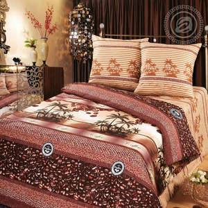 Постельное белье "АртПостель" Кофе с компаньоном Бязь (2-спальный, европростыня)