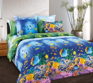 Постельное белье "Текс-Дизайн" Подводный мир Перкаль (2-спальный, европростыня)