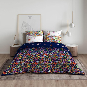 Постельное белье "Василиса" Вихрь бабочек фиолетовый Бязь (1,5-спальный)