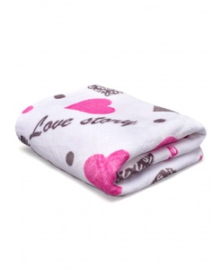 Плед флисовый "Протекс" Павлинка SWEET SLEEP LOVE STORY Белый (150*200см.)