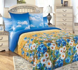 Постельное белье "Текс-Дизайн" Васильки Перкаль (Евро)