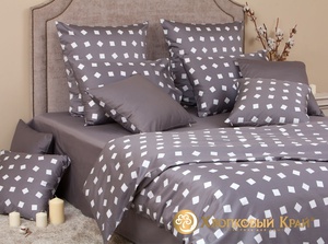 Постельное белье "Хлопковый Край" Тет-а-тет графит Сатин с наволочками 50/70 (2-спальный)