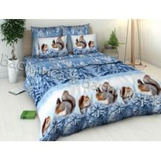Постельное белье "Василиса" Белочки 1 Бязь (Евро)