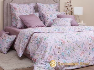 Постельное белье "Хлопковый Край" Аморетт слива Сатин (Евро)