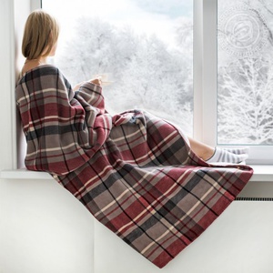 Плед флисовый Артпостель Клетка цвет серый-красный 180*200