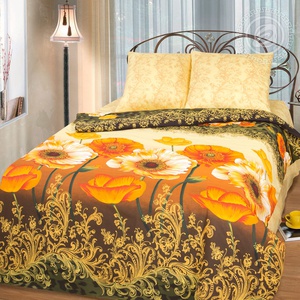 Постельное белье "АртПостель" Янтарные маки Бязь (2-спальный, европростыня)