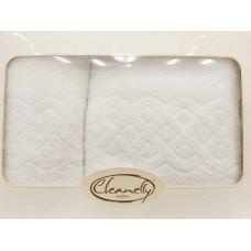 Комплект махровых полотенец "Cleanelly" Plait цвет белый (50*90-1шт., 70*130-1шт.)