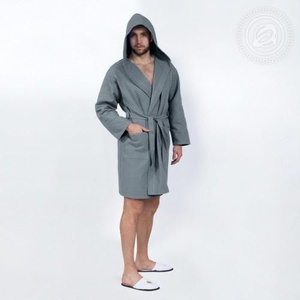 Халат мужской "АртПостель" Банный с капюшоном цвет Серый (L/XL)