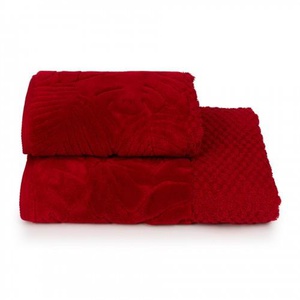 Полотенце махровое "Cleanelly" Tropical mood красное (50*90см.)