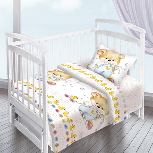 Постельное белье детское Valtery Мишка с уточкой, Поплин, 1-спальный