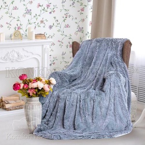 Плед "КомфортТекс" длинный ворс Premium цвет цвет серо-голубой (220*240см.)