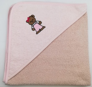 Уголок детский махровый с вышивкой Valtery, Медвежонок, бежевый, 70*70