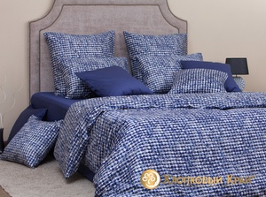 Постельное белье "Хлопковый Край" Кассиопея сапфир Сатин (Дуэт (Семейный)