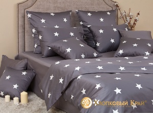 Постельное белье "Хлопковый Край" Монамур графит Сатин с наволочками 50/70 (2-спальный)