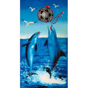 Полотенце пляжное махровое "Лейтекс" Дельфины футболисты (70*140см.)