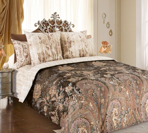 Постельное белье "Текс-Дизайн" Музей бежевый Перкаль (Евро)