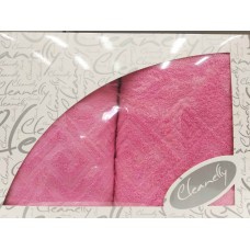 Комплект махровых полотенец "Cleanelly" Poseidon цвет розовый (50*90-1шт., 70*130-1шт.)