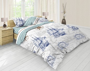 Постельное белье Valtery BR-31, Морской Круиз, Бязь, Евростандарт