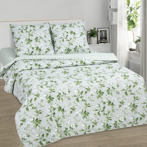 Постельное белье "АртПостель" Белый сад Поплин с простынью на резинке (Евро)