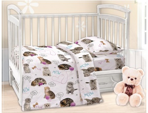 Постельное белье детское Valtery Пушистики, Поплин, 1-спальный