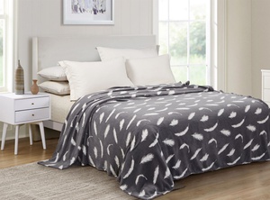 Плед велсофт Valtery Серое перо, 200*220