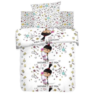 Постельное белье "ПромТоргСервис" Детский Миньоны Агнес с единорогом с наволочками 50/70 Бязь (1,5-спальный)