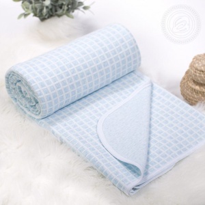 Одеяло-покрывало "АртПостель" Клетка голубая Трикотаж (1,5-спальный, 140*200см.)