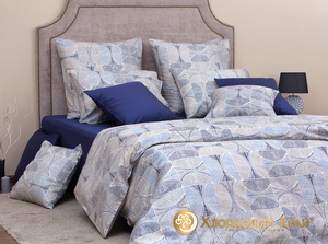 Постельное белье "Хлопковый Край" Тайра сапфир Сатин (Евро)