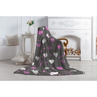 Плед флисовый "Протекс" Павлинка SWEET SLEEP LOVE STORY Серый (150*200см.)