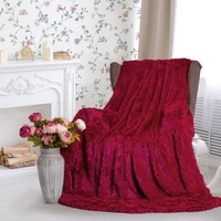 Плед "КомфортТекс" длинный ворс Premium цвет бордовый (220*240см.)