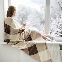 Плед флисовый "АртПостель" Клетка цвет бежево-коричневый (220*200см.)