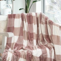 Плед флисовый Артпостель Квадро цвет пудра 150*200