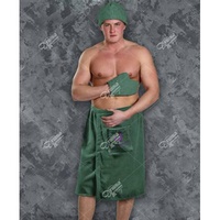 Комплект для сауны Мужской "Душка-Махрушка" Зеленый (Килт+Чалма+Варежка)