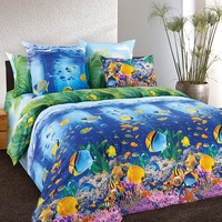 Постельное белье "Текс-Дизайн" Подводный мир Перкаль (2-спальный, европростыня)