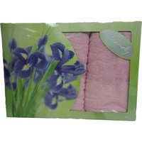 Комплект махровых полотенец "Cleanelly" Plait цвет розовый (50*90-1шт., 70*130-1шт.)