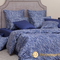 Постельное белье "Хлопковый Край" Кассиопея сапфир Сатин (Евро)