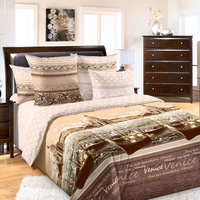 Постельное белье "Текс-Дизайн" Венеция коричневый Перкаль (2-спальный, европростыня)