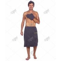 Комплект для сауны Мужской "Душка-Махрушка" Темно-Серый (Килт+Чалма+Варежка)