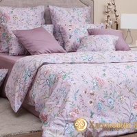 Постельное белье "Хлопковый Край" Аморетт слива Сатин с наволочками 50/70 (1,5-спальный)